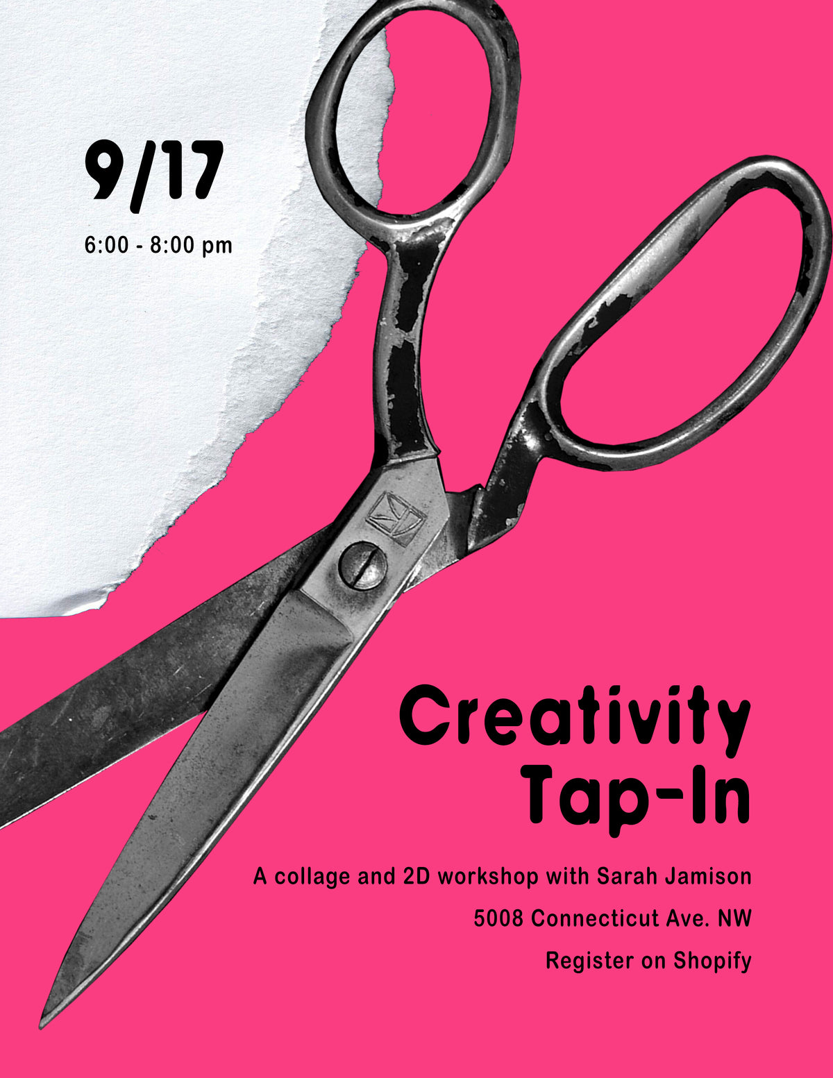 Creativity Tap-In With Sarah Jamison (9/17/2026 6PM - 8PM)